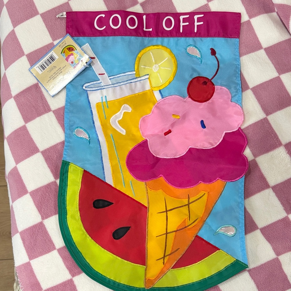 Colorful Cool Off flag for outside